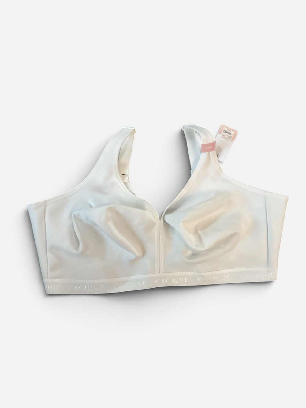 Cacique White Wireless Support Bra No Pads NWT Size 50DDD Condition Plus Size